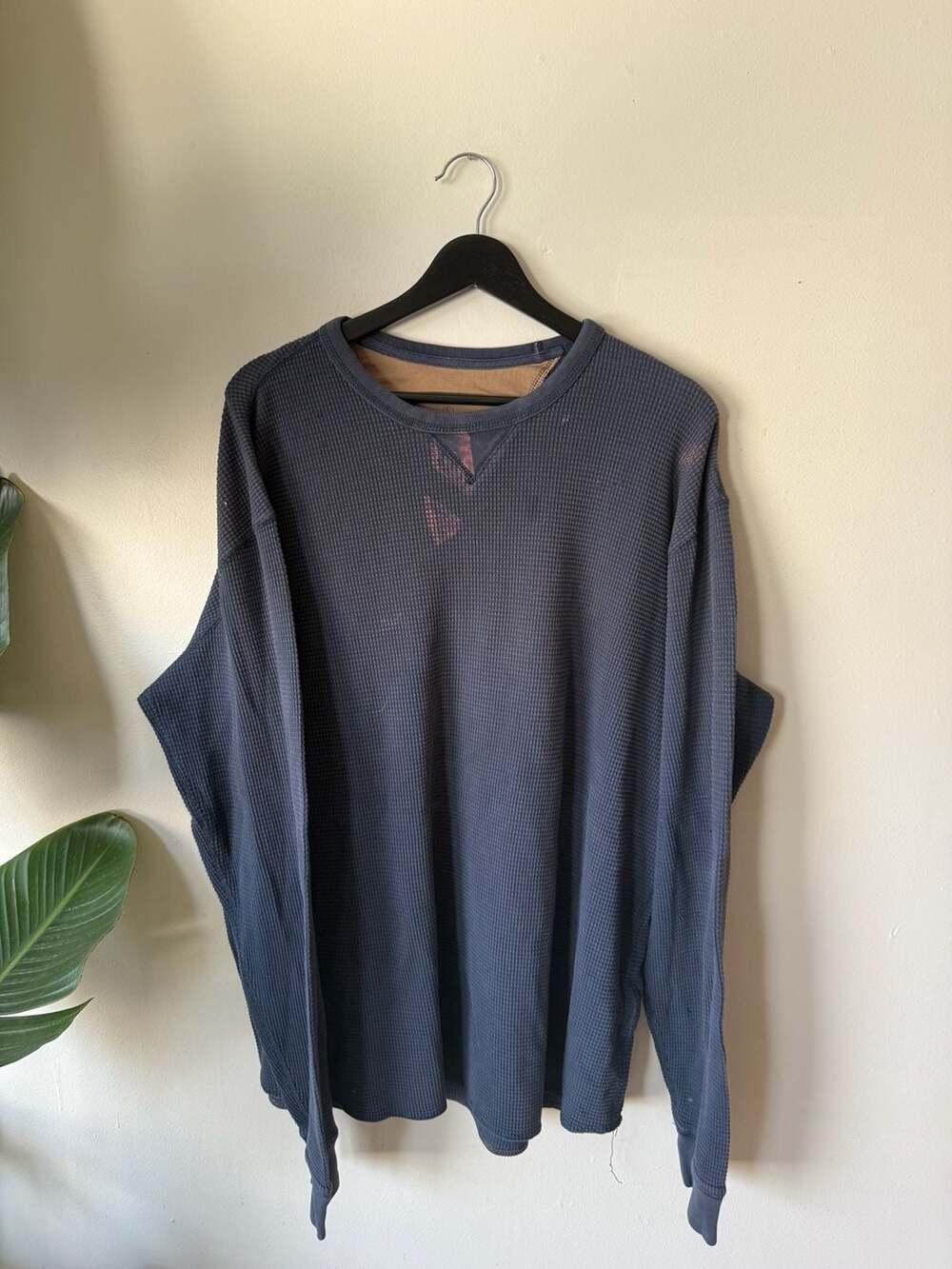 Eddie Bauer Blue Waffle Knit Long Sleeve Thermal Shirt XL Tall